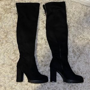Suede thigh high boots
